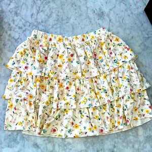 Petit Bateau Floral Ruffle Skirt - Cream
